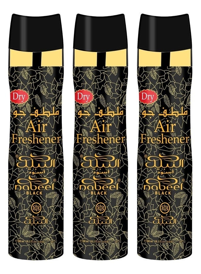 Nabeel 3 Pcs Nabeel Black Air Freshener 300ML Luxurious Long-Lasting Arabian Fragrance for Home, Car & Office - Image 1